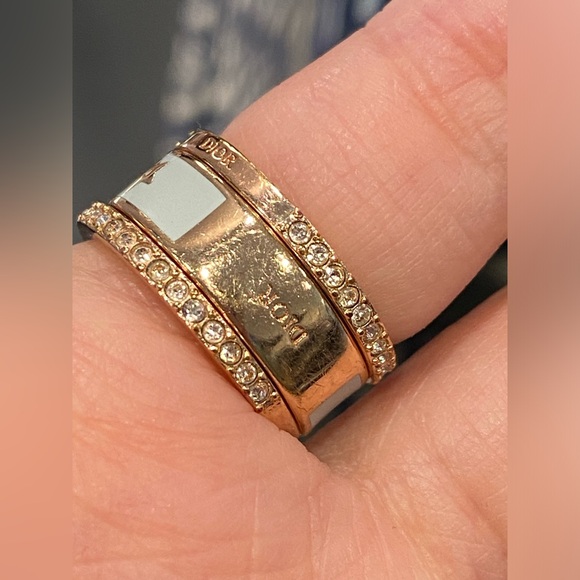 Christian Dior Code Ring Set Mint Green Crystals Bands Size M 52 US 6 - Picture 6 of 14